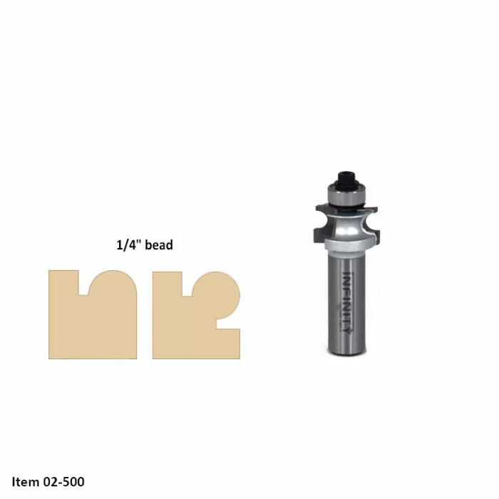 1/4 inch bead router bit with carbide tip for precise woodworking cuts, item 02-500