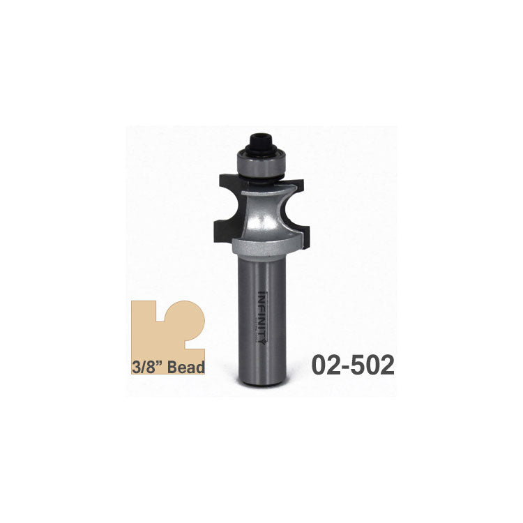 3/8 inch bead router bit with bearing, model 02-502, for woodworking edge profiles