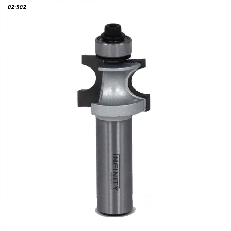 Roundover router bit with bearing for woodworking, isolated on white background