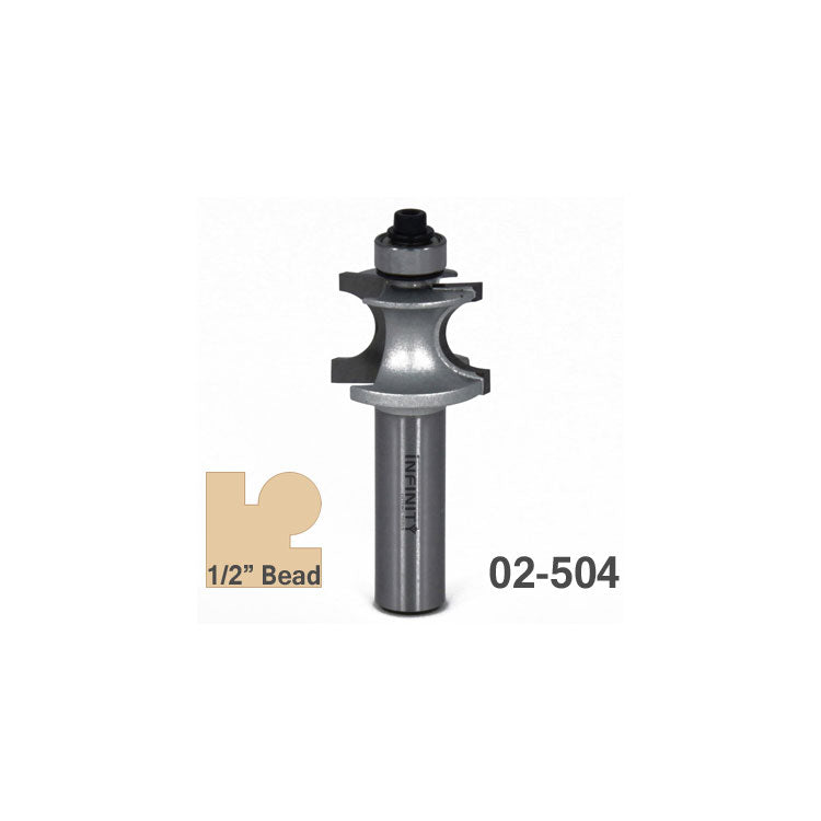 1/2 inch bead router bit with bearing, part number 02-504, for woodworking