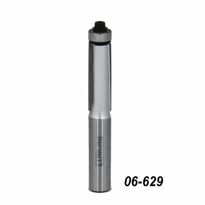 Straight carbide flush trim router bit with bearing, item number 06-629, on white background