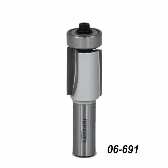Carbide flush trim router bit with bearing for woodworking, product number 06-691.