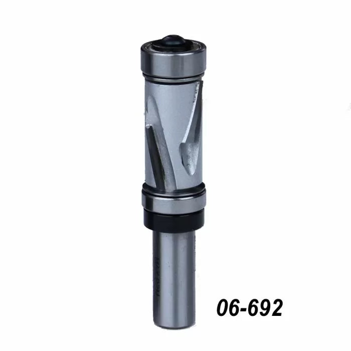 Spiral flush trim router bit with dual bearings, woodworking tool, product code 06-692