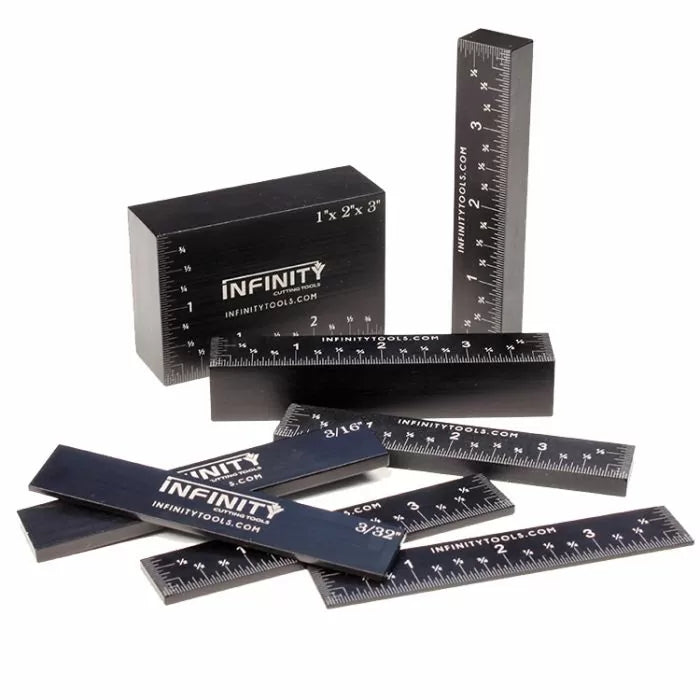 Woodworking precision setup bars and rulers set, black with measurement markings