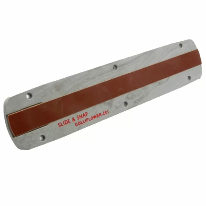 Table saw zero clearance insert with red slide and snap label, woodworking accessory