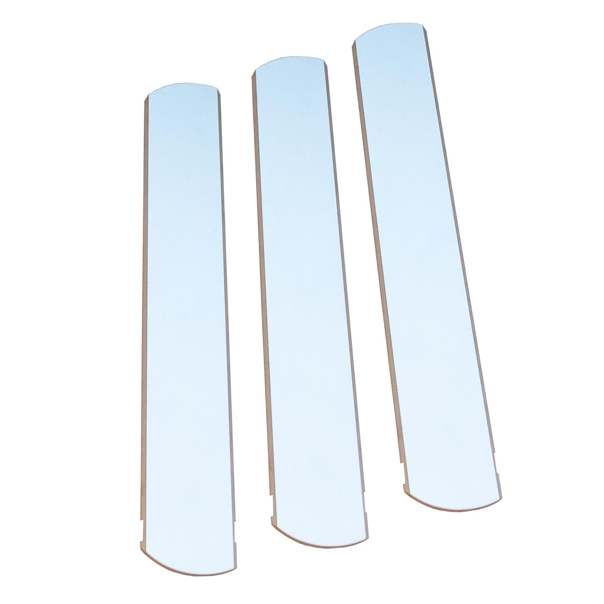 Three dado insert throat plates for table saw, woodworking accessory, white background