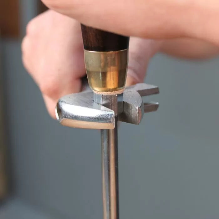Hand adjusting woodworking marking gauge tool with brass and wood handle for precision cuts