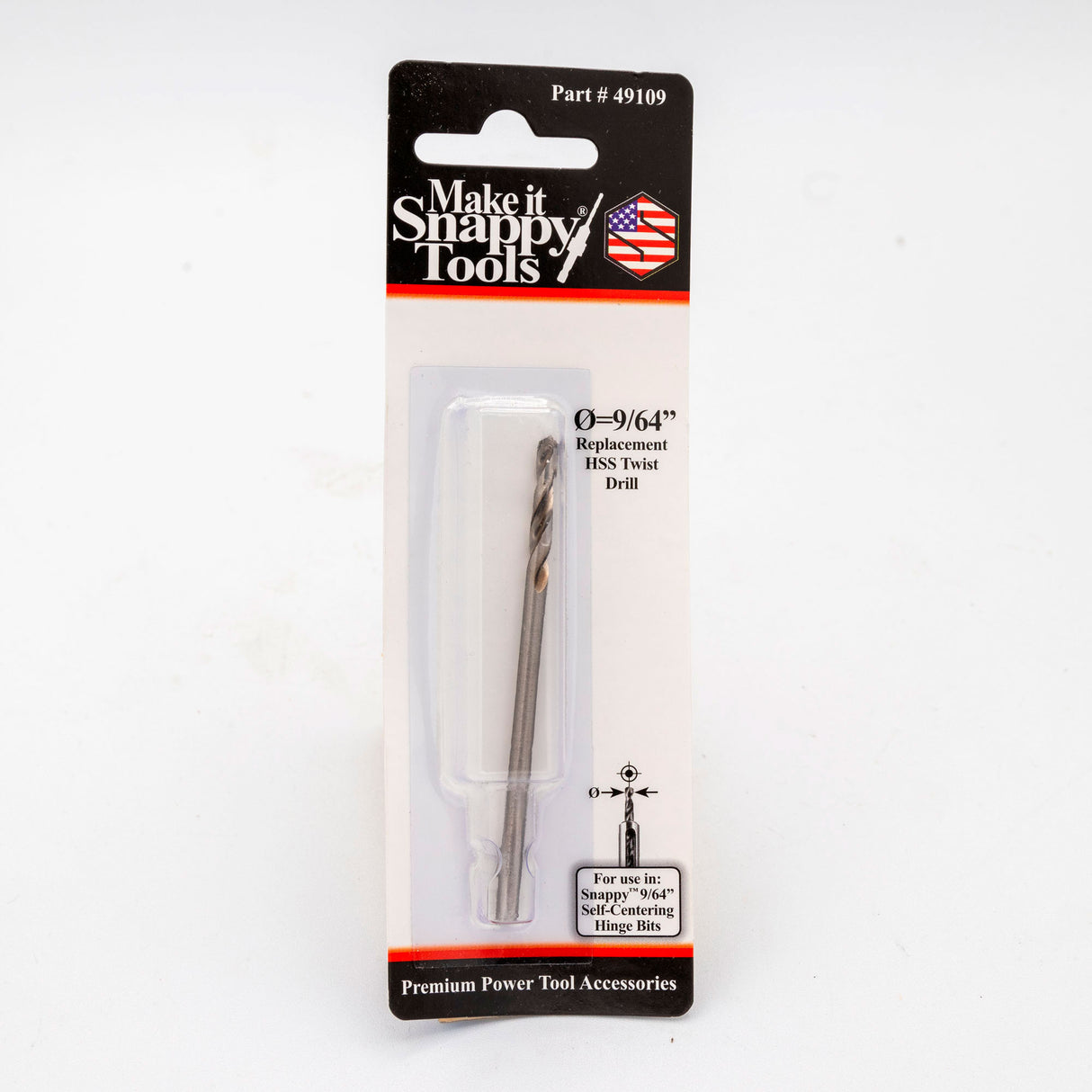 9/64-inch replacement HSS twist drill bit in retail packaging for power tools