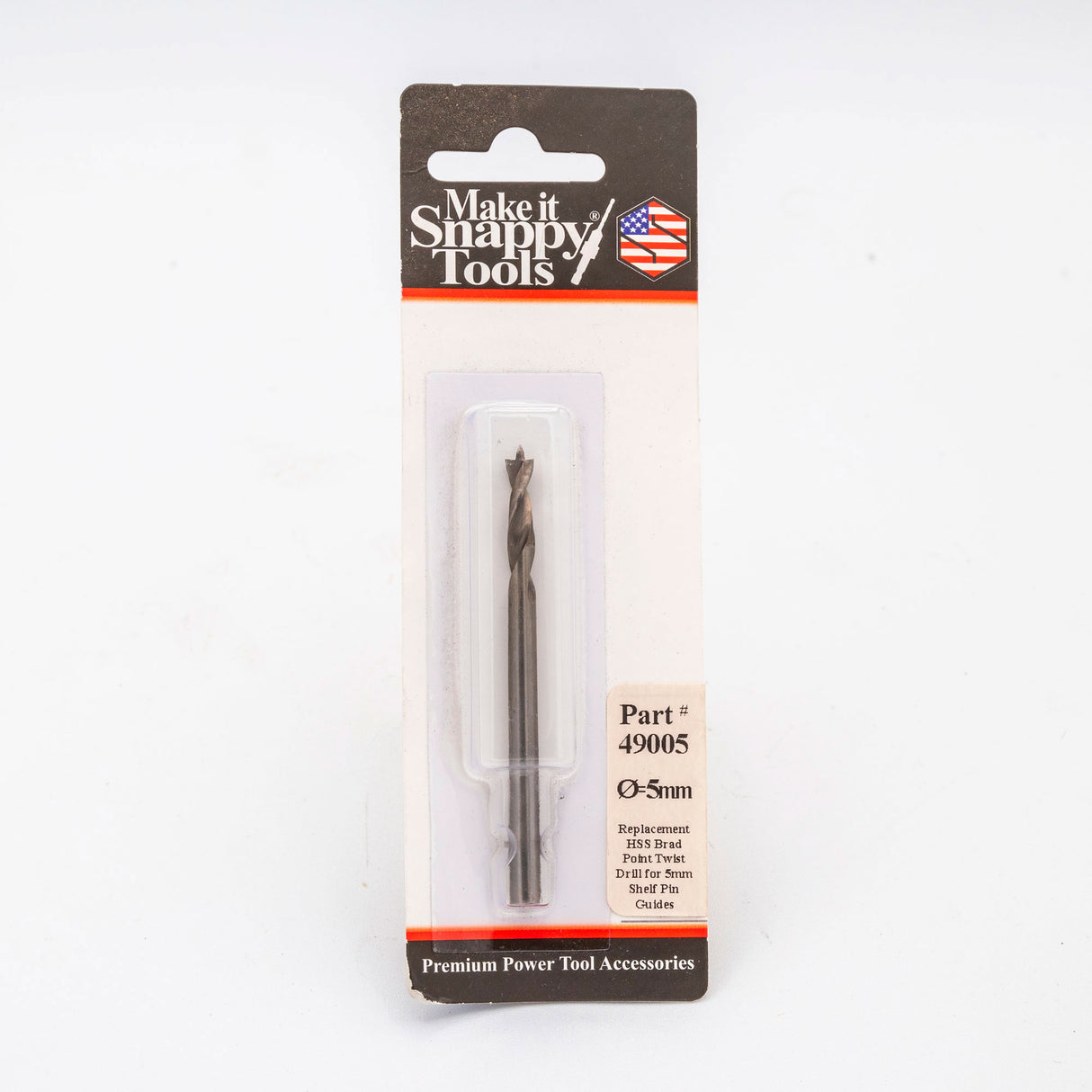 5mm replacement brad point twist drill bit for shelf pin guides in retail packaging