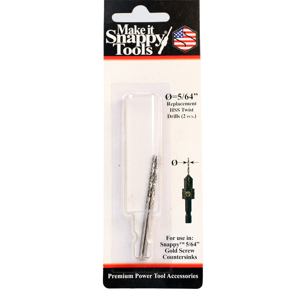 5/64 inch replacement HSS twist drill bits in retail packaging for power tool accessories