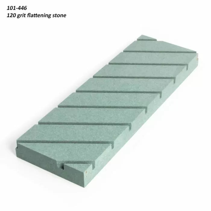120 grit flattening stone with angled grooves for sharpening and woodworking tools