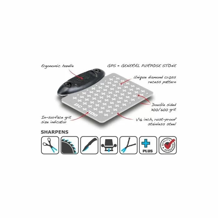 Double-sided diamond sharpening stone with ergonomic handle, 300/600 grit for woodworking tools