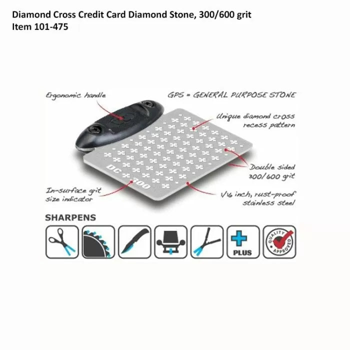 Double sided 300/600 grit diamond cross credit card sharpening stone with ergonomic handle