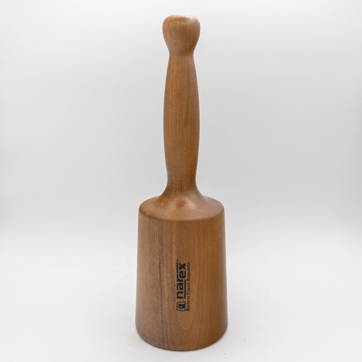 Wood carver's mallet with ergonomic handle on a white background