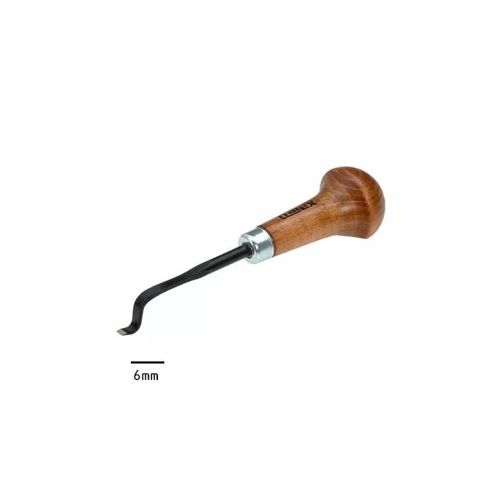6mm wood carving bent gouge with wooden handle for woodworking detail work