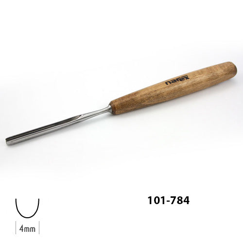 4mm wood carving gouge chisel with steel blade and wooden handle, tool code 101-784