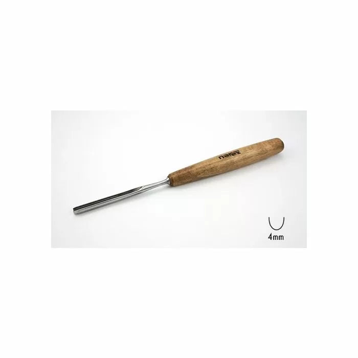 4mm wood carving gouge chisel with wooden handle on white background