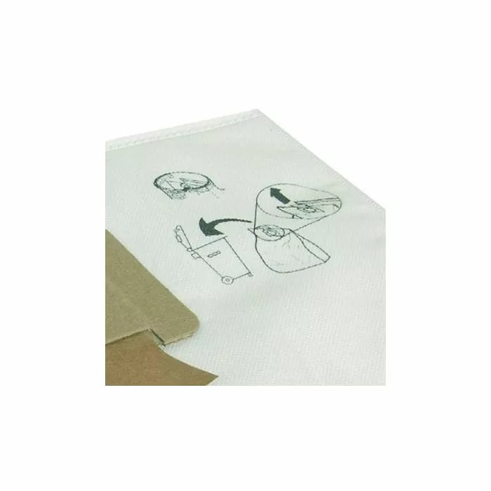 Vacuum dust collection bag with printed assembly instructions for woodworking tools