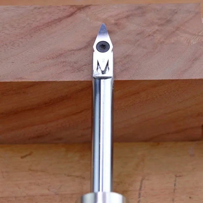 Carbide-tipped point cutting router bit for woodworking on wood surface