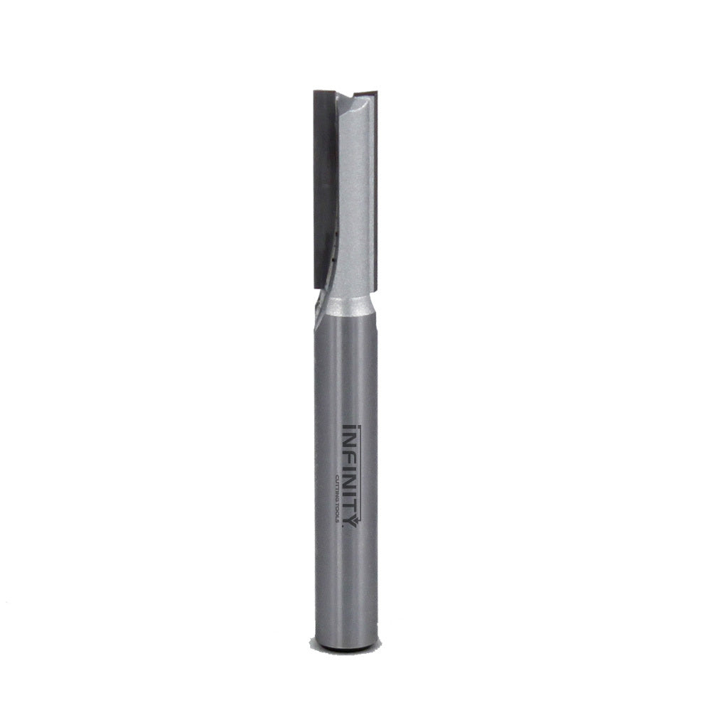 Carbide straight router bit for woodworking, isolated on white background
