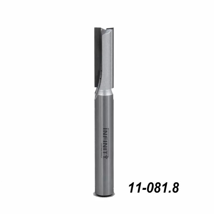 Straight router bit with carbide tip for woodworking, product number 11-081.8