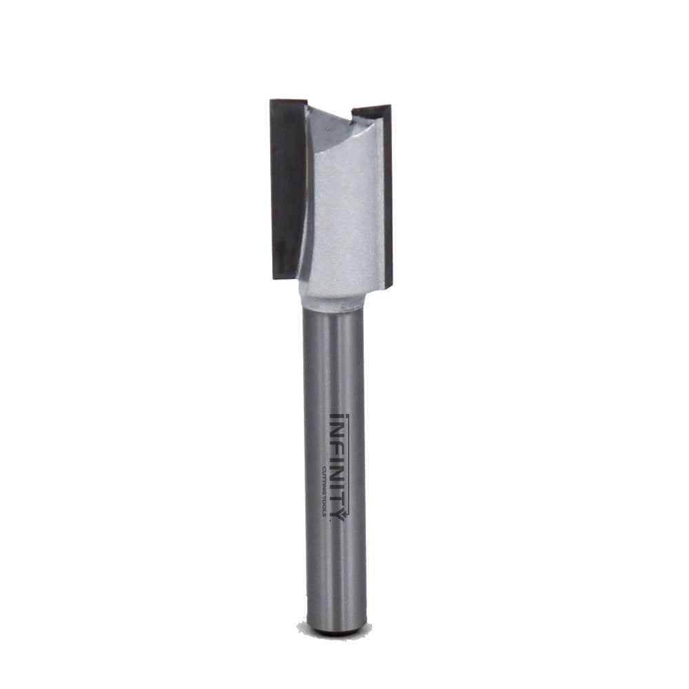 Carbide straight router bit for woodworking on white background