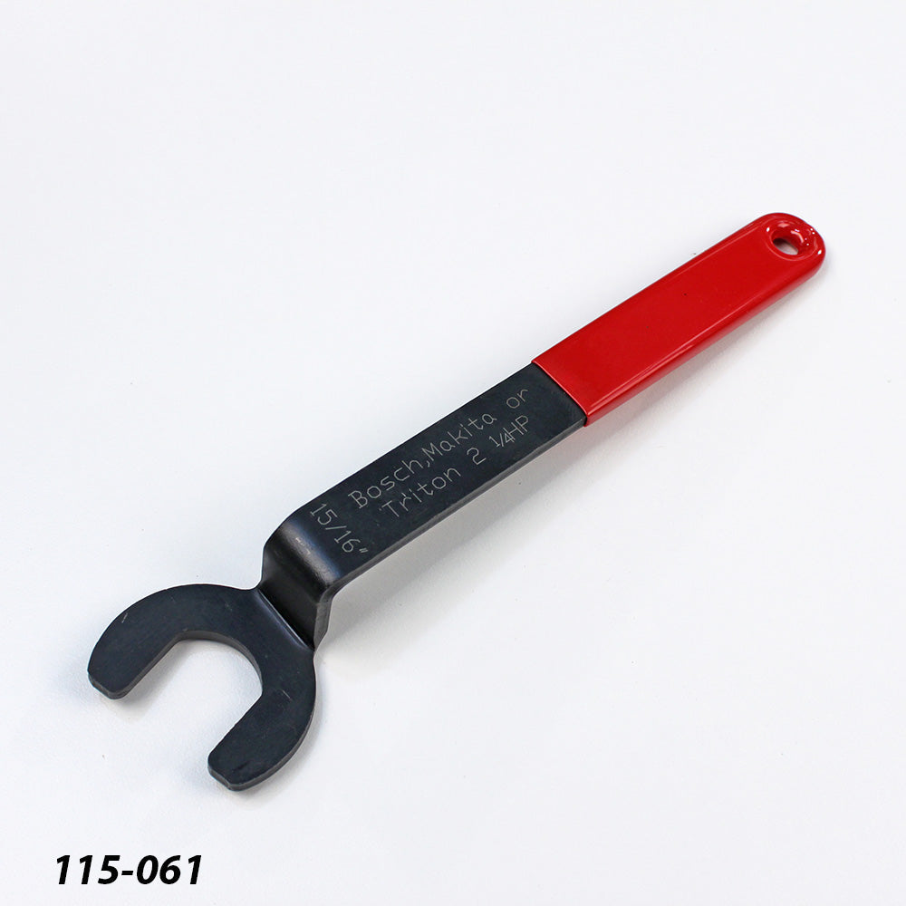 15/16 inch black open-end wrench with red handle for woodworking router tool adjustment