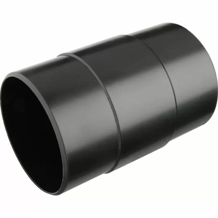Black dust collection hose connector for woodworking tools on white background