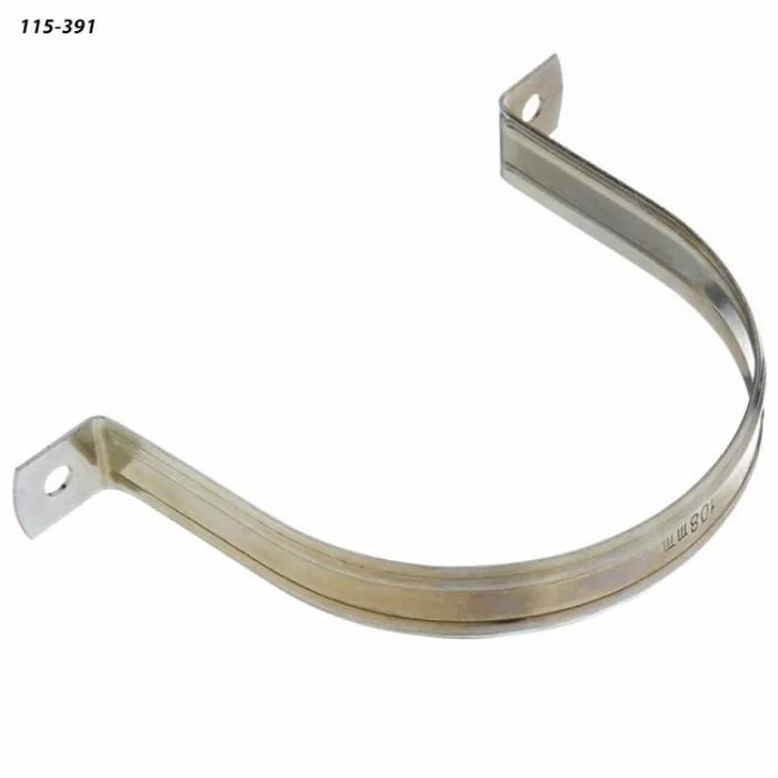 Curved metal woodworking clamp with mounting holes on white background
