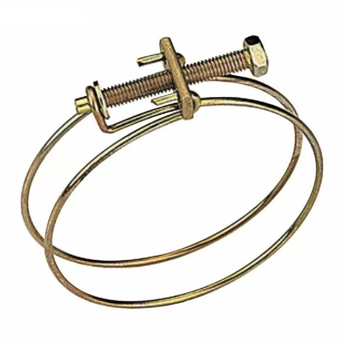 Double wire hose clamp with adjustable screw, woodworking dust collection accessory