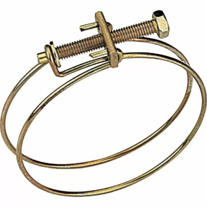 Heavy-duty metal hose clamp with adjustable screw for woodworking dust collection systems