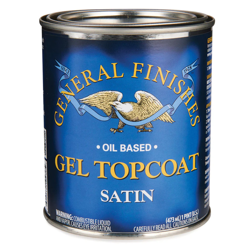 Oil based gel topcoat satin finish can for woodworking projects