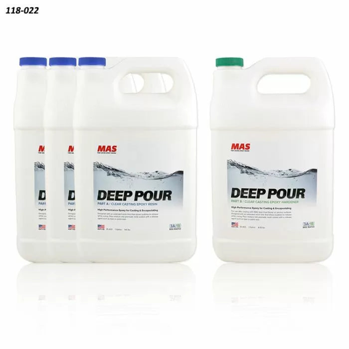 Epoxy resin and hardener gallon jugs for deep pour woodworking projects