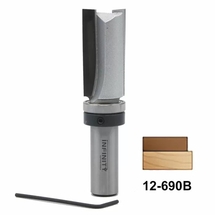Carbide insert router bit with hex key, ideal for precise woodworking joinery, model 12-690B.