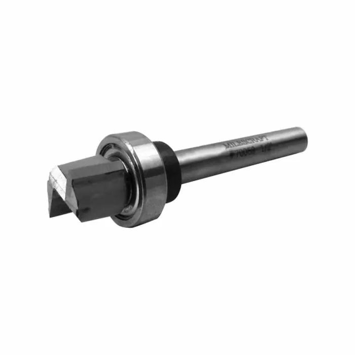 Carbide-tipped rabbeting router bit with bearing for woodworking precision cuts