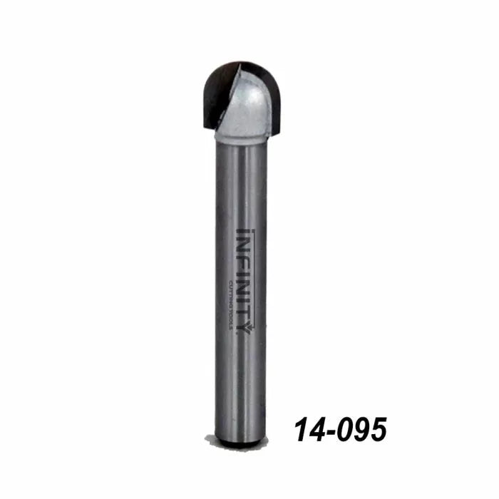 Round nose router bit for woodworking with carbide tip, labeled 14-095