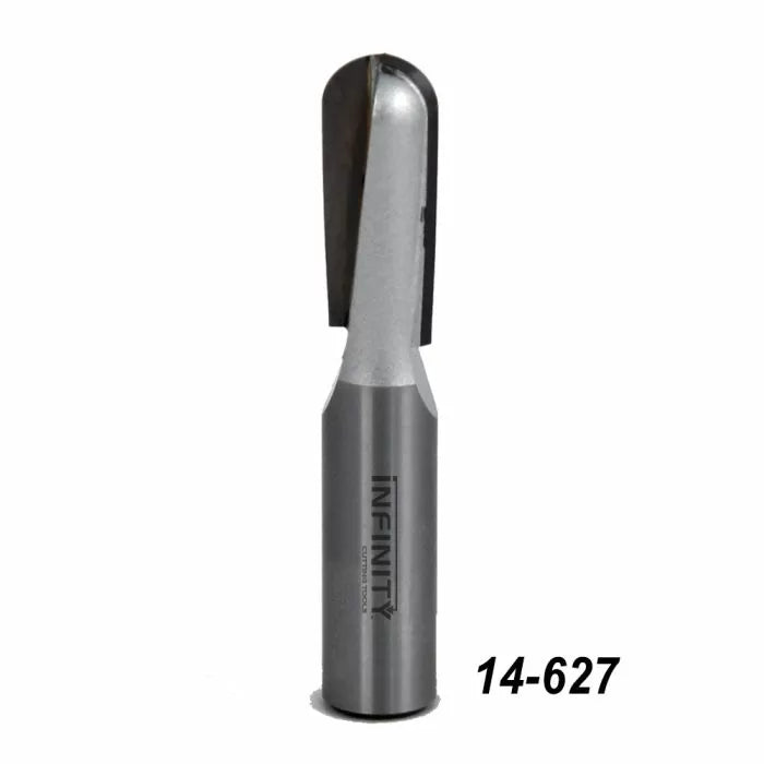 Straight flute carbide router bit for woodworking, product number 14-627 on white background.