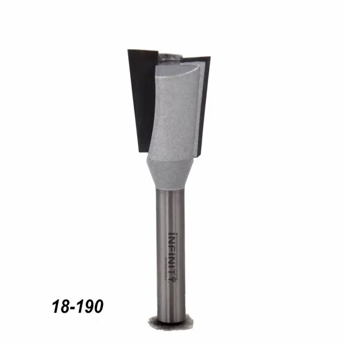 Carbide router bit with sharp straight edge and steel shank for woodworking, model 18-190