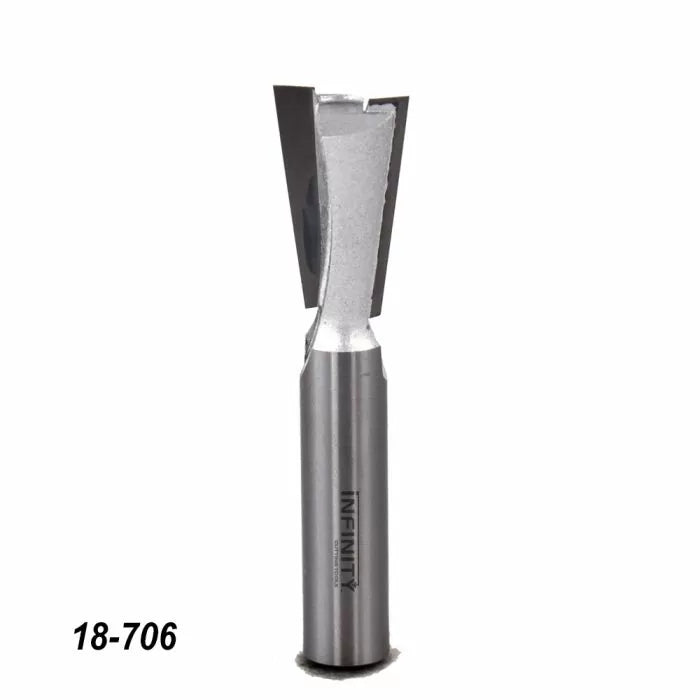 Dovetail router bit for woodworking, steel body, sharp angled cutting edges, product code 18-706
