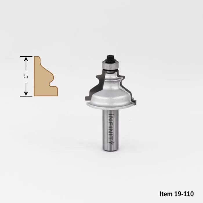 Classical ogee router bit with 1-inch profile for woodworking, item 19-110.