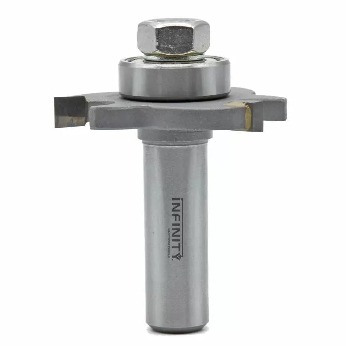 Carbide-tipped slot cutter router bit with bearing for woodworking