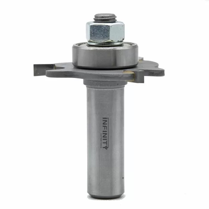 Carbide slot cutter router bit with bearing for precision woodworking cuts