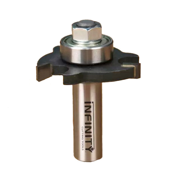 Steel slot cutter router bit with bearing for woodworking, isolated on white background