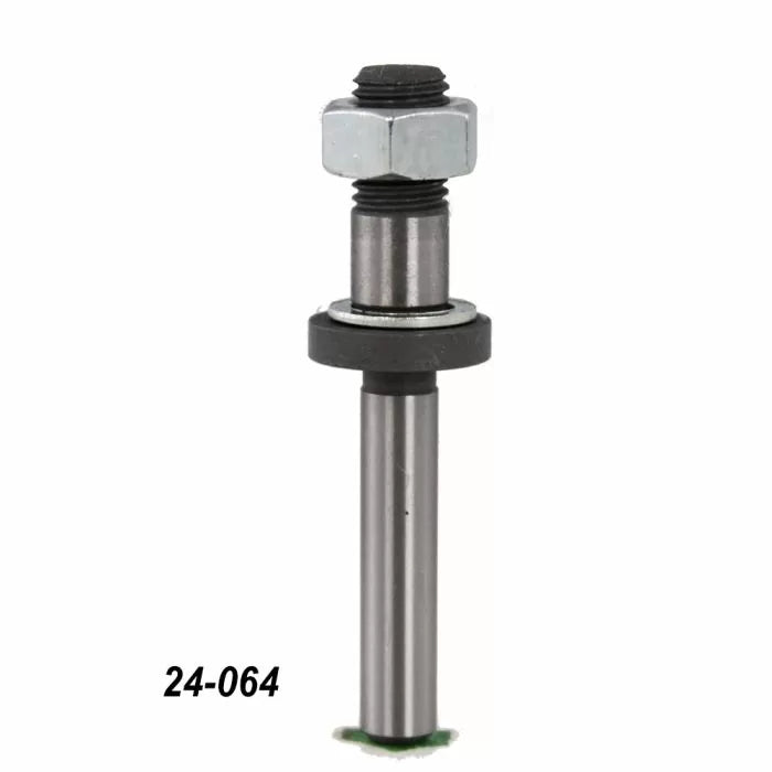 Router bit arbor with bearing for woodworking, part number 24-064, isolated on white