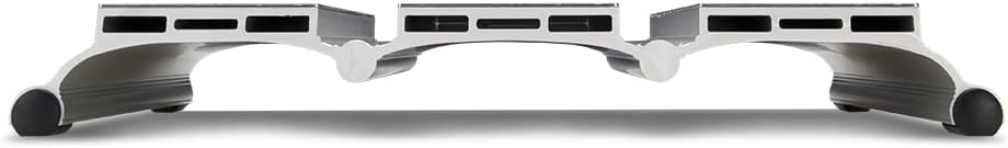 Aluminum router table fence extrusion with hollow channels, viewed from the side