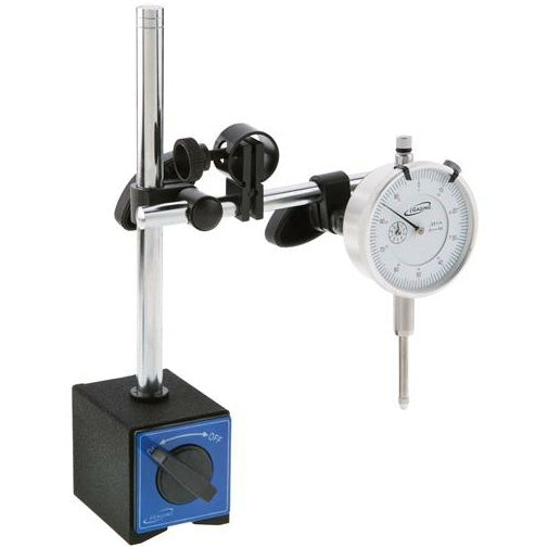 Dial indicator with magnetic base for woodworking precision measurements