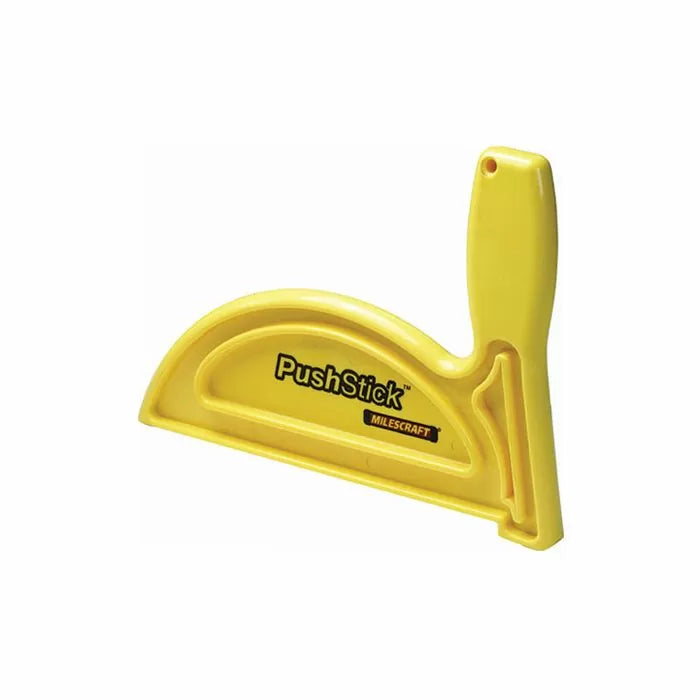 Yellow Milescraft push stick for table saw safety and woodworking precision