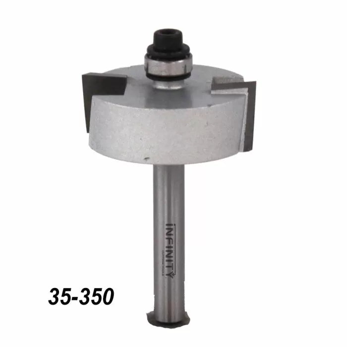 Carbide-tipped slot cutter router bit with ball bearing, used for woodworking, model 35-350.