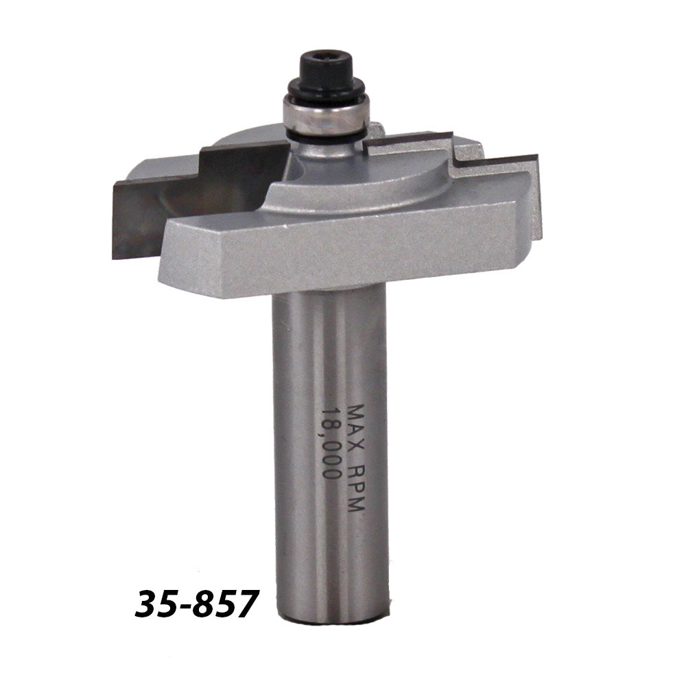 Groove cutting router bit with ball bearing and metal shank, part number 35-857