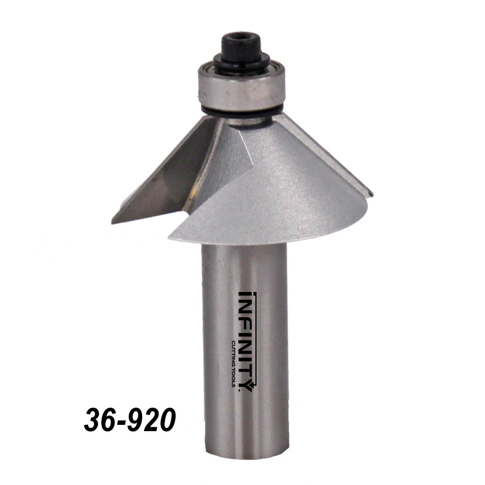 Chamfer router bit with bearing, model 36-920, for woodworking and precision cutting